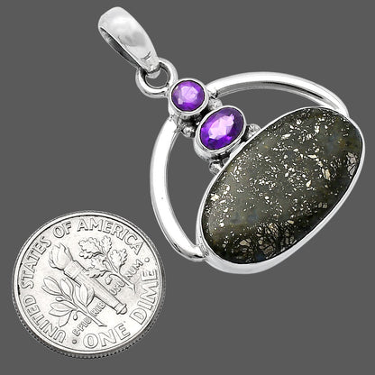 Nipomo Marcasite Agate & Garnet Pendant P-1129 SDP143074