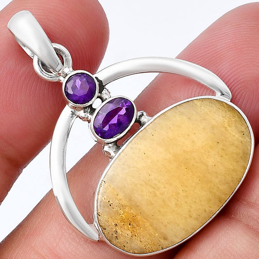 Natural Honey Aragonite & Amethyst Pendant P-1129 SDP143085