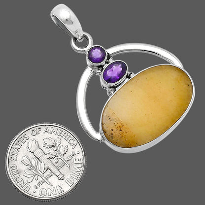 Natural Honey Aragonite & Amethyst Pendant P-1129 SDP143085