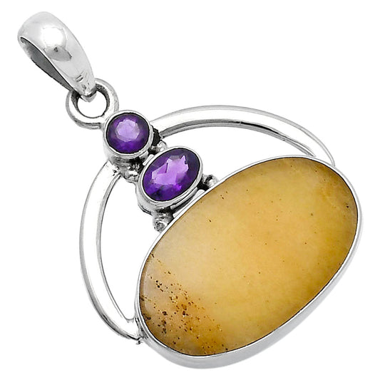 Natural Honey Aragonite & Amethyst Pendant P-1129 SDP143085