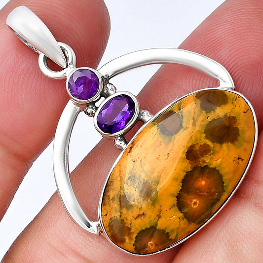 Ocean Jasper - Madagascar & Amethyst Pendant P-1129 SDP143088