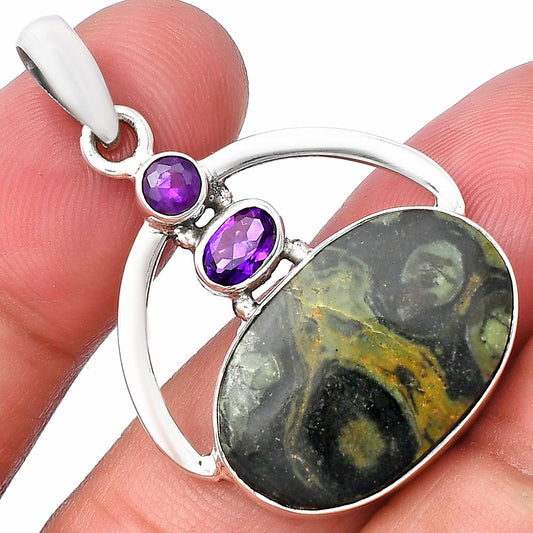 Natural Star Galaxy Jasper & Amethyst Pendant P-1129 SDP143102