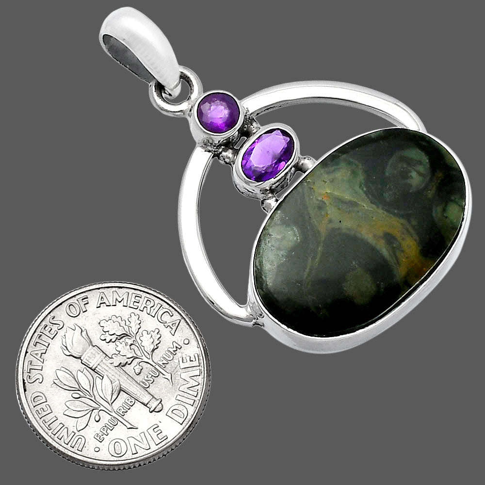 Natural Star Galaxy Jasper & Amethyst Pendant P-1129 SDP143102
