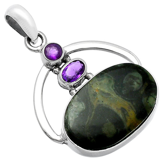 Natural Star Galaxy Jasper & Amethyst Pendant P-1129 SDP143102