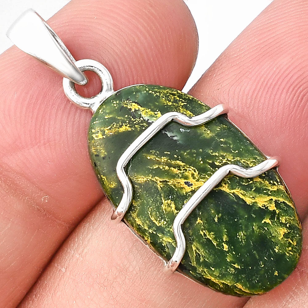 Natural Green Fuchsite Pendant P-1638 SDP143312