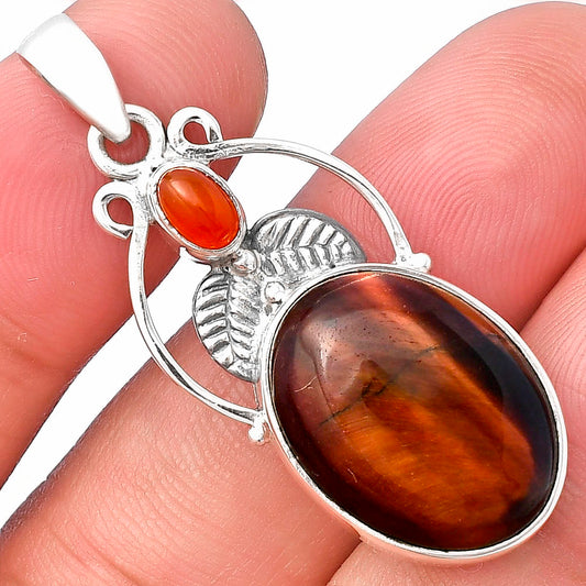 Natural Red Tiger Eye & Carnelian Pendant P-1434 SDP143355