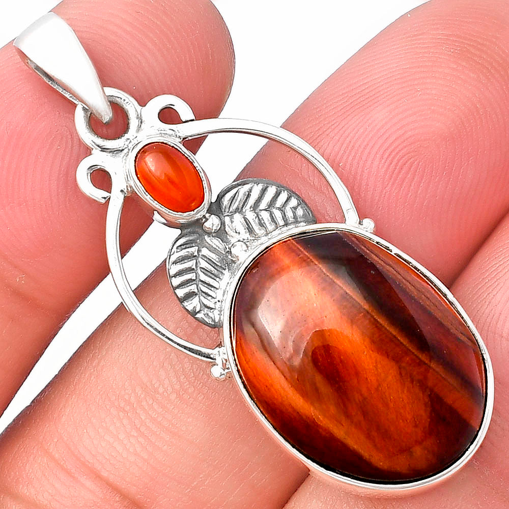 Natural Red Tiger Eye & Carnelian Pendant P-1434 SDP143357