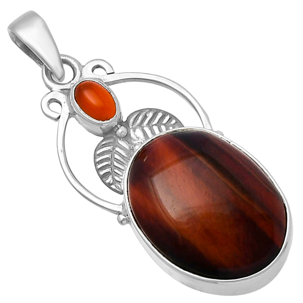 Natural Red Tiger Eye & Carnelian Pendant P-1434 SDP143357