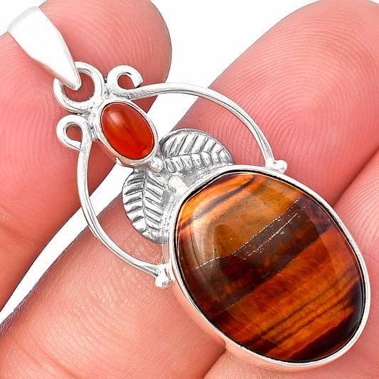 Natural Red Tiger Eye & Carnelian Pendant P-1434 SDP143359