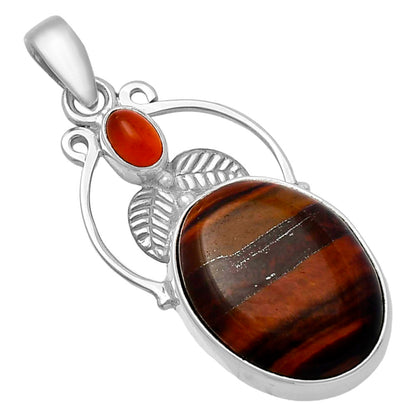 Natural Red Tiger Eye & Carnelian Pendant P-1434 SDP143359