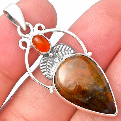 Natural Red Moss Agate & Carnelian Pendant P-1434 SDP143362