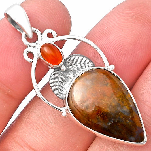 Natural Red Moss Agate & Carnelian Pendant P-1434 SDP143362