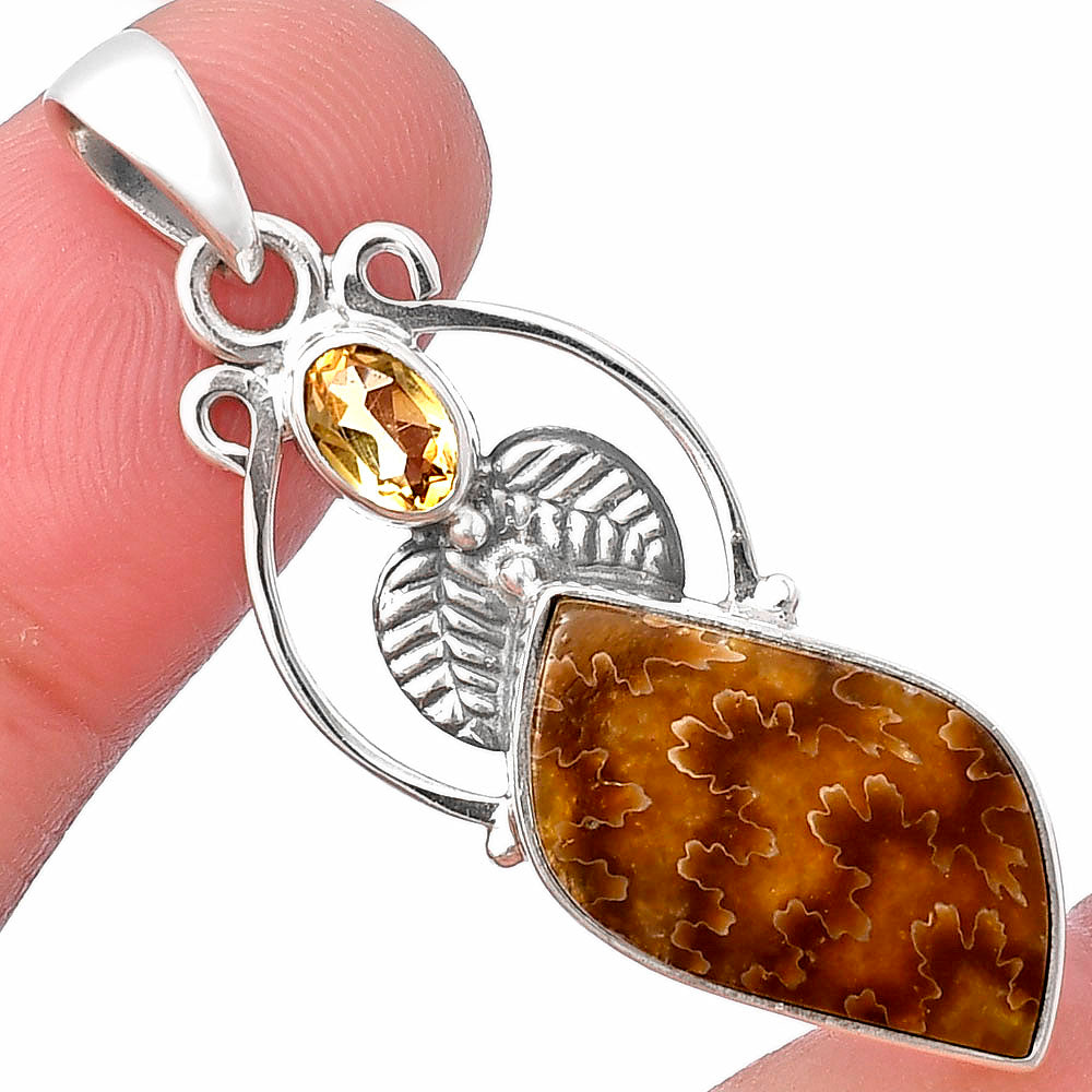 Natural Sutured Ammonite & Citrine Pendant P-1434 SDP143369