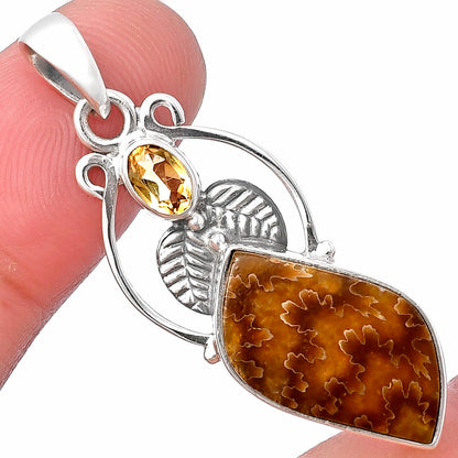 Natural Sutured Ammonite & Citrine Pendant P-1434 SDP143369