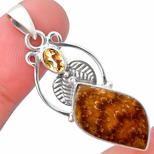 Natural Sutured Ammonite & Citrine Pendant P-1434 SDP143369