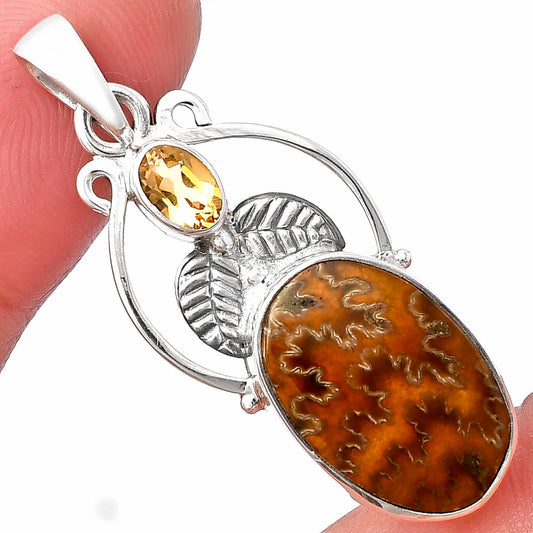 Natural Sutured Ammonite & Citrine Pendant P-1434 SDP143370