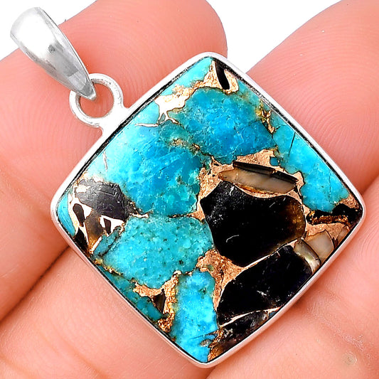 Natural Shell In Black Blue Turquoise Pendant P-1001 SDP143465