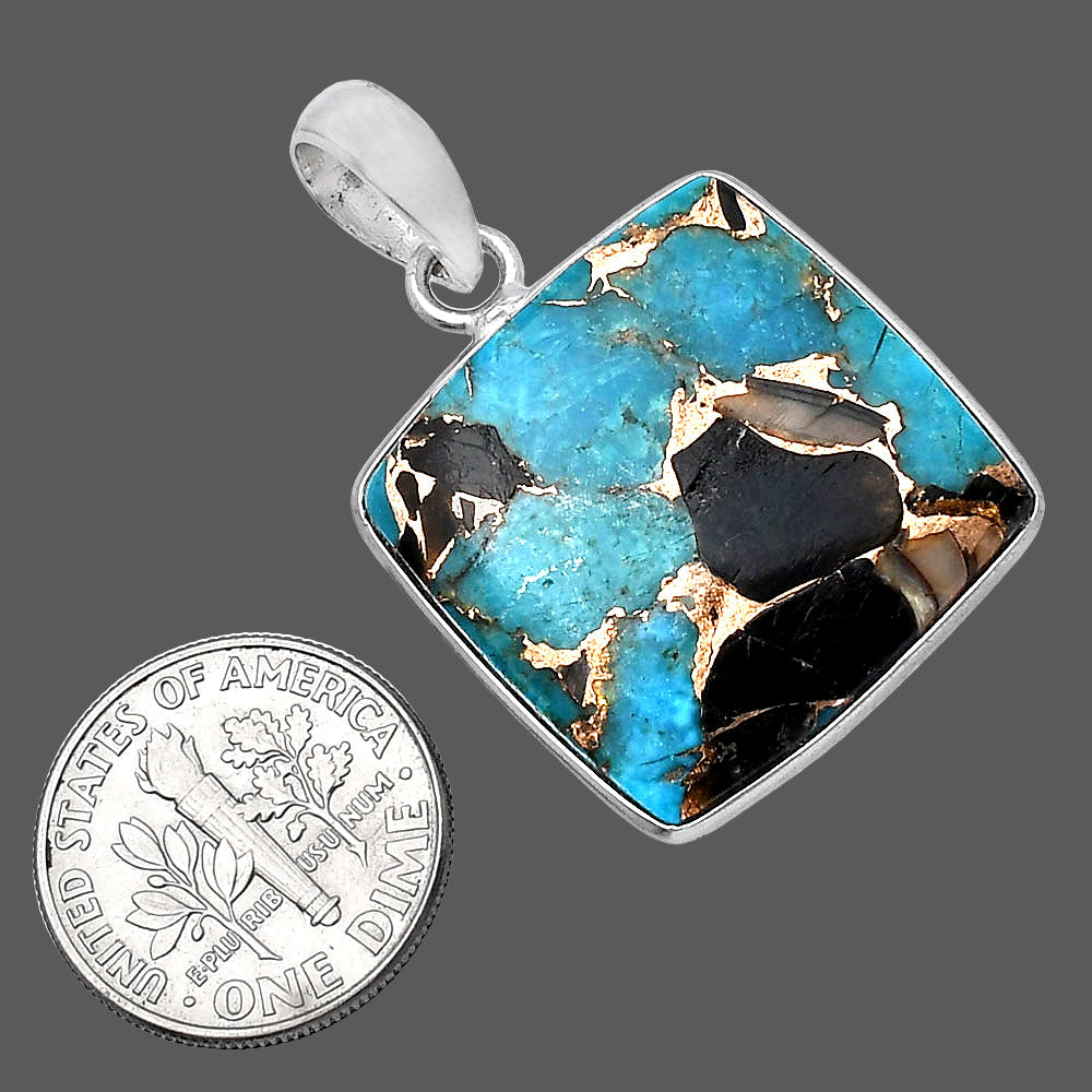 Natural Shell In Black Blue Turquoise Pendant P-1001 SDP143465