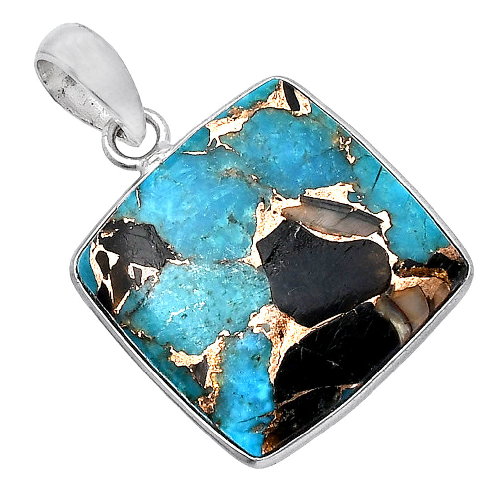 Natural Shell In Black Blue Turquoise Pendant P-1001 SDP143465