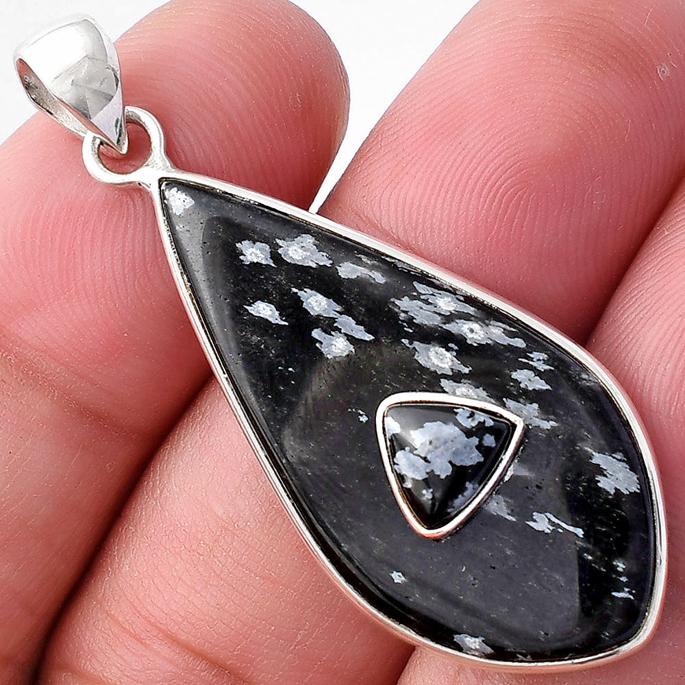 Natural Snow Flake Obsidian Pendant P-1323 SDP143683