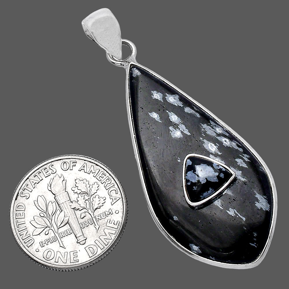 Natural Snow Flake Obsidian Pendant P-1323 SDP143683