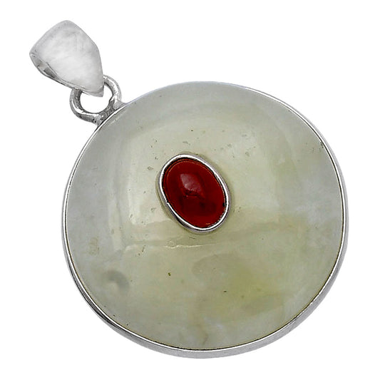 Natural Australian Prehnite & Garnet Pendant P-1323 SDP143685
