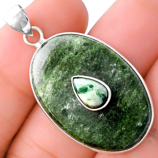 Natural Serpentine & Dioptase Pendant P-1323 SDP143712