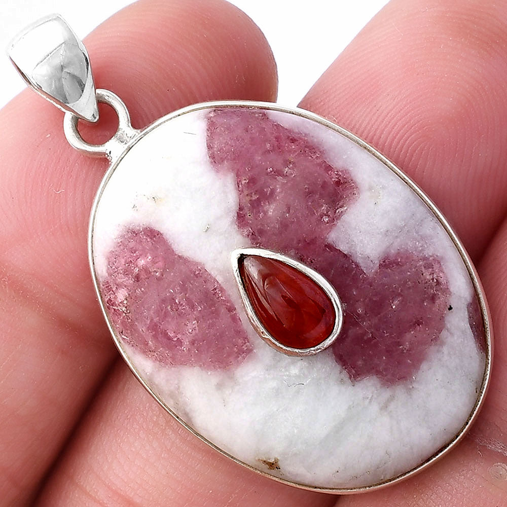Pink Tourmaline in Quartz & Carnelian Pendant P-1323 SDP143720