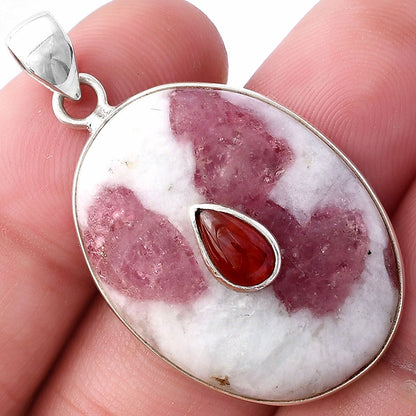 Pink Tourmaline in Quartz & Carnelian Pendant P-1323 SDP143720