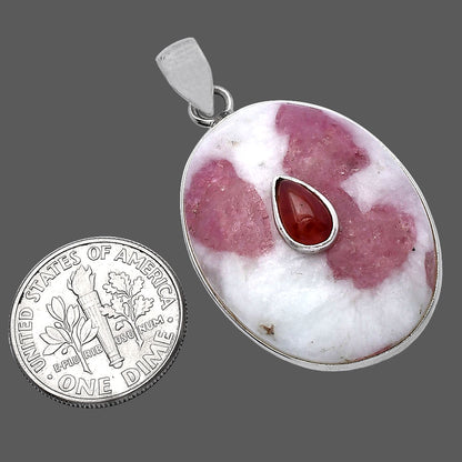 Pink Tourmaline in Quartz & Carnelian Pendant P-1323 SDP143720