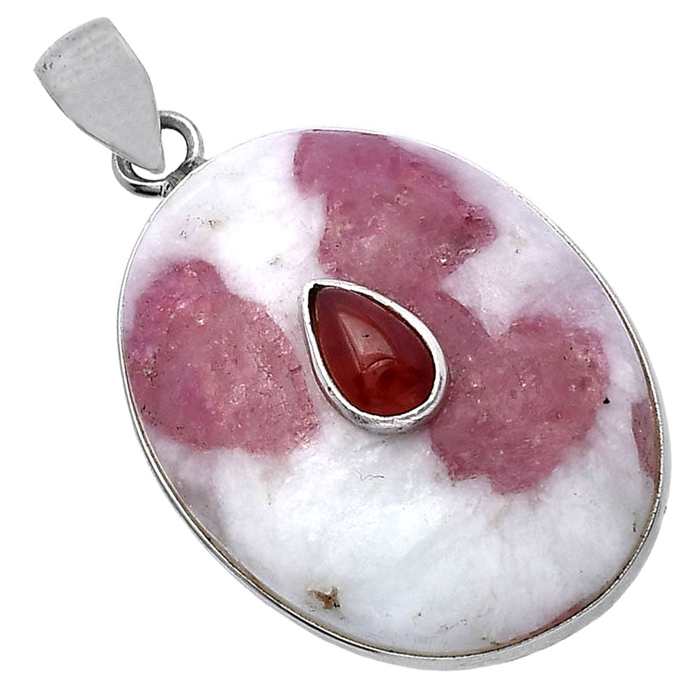 Pink Tourmaline in Quartz & Carnelian Pendant P-1323 SDP143720
