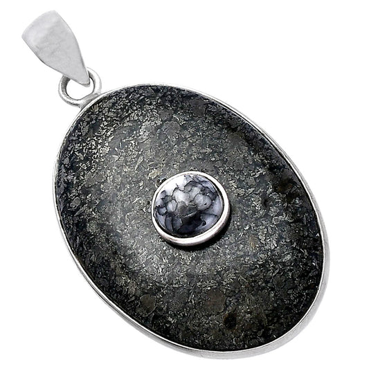 Nipomo Marcasite Agate & Pinolith Stone Pendant P-1323 SDP143735