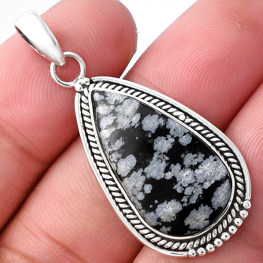 Natural Snow Flake Obsidian Pendant P-1511 SDP143793