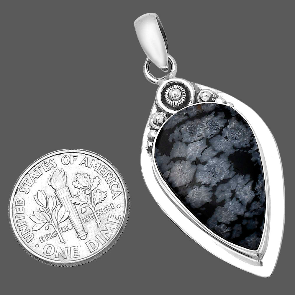 Natural Snow Flake Obsidian Pendant P-1350 SDP143798