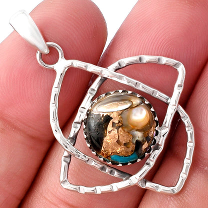 Natural Shell In Black Blue Turquoise Pendant P-1370 SDP143875