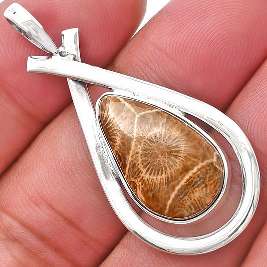 Natural Flower Fossil Coral Pendant P-1314 SDP143987