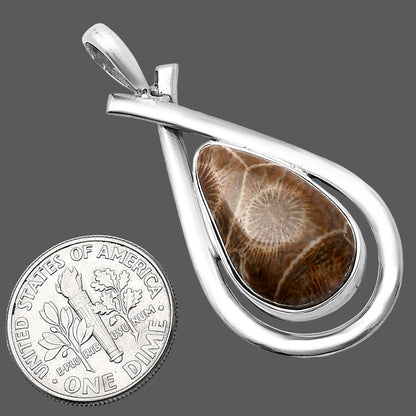 Natural Flower Fossil Coral Pendant P-1314 SDP143987