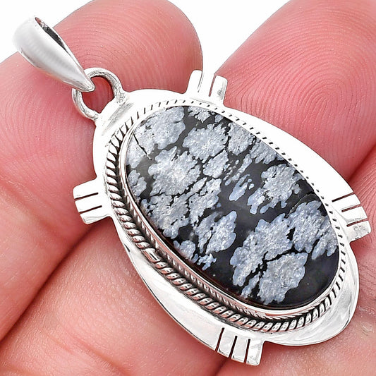 Natural Snow Flake Obsidian Pendant P-1463 SDP144040