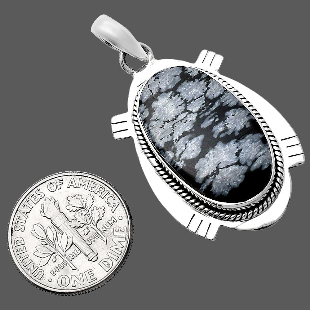 Natural Snow Flake Obsidian Pendant P-1463 SDP144040