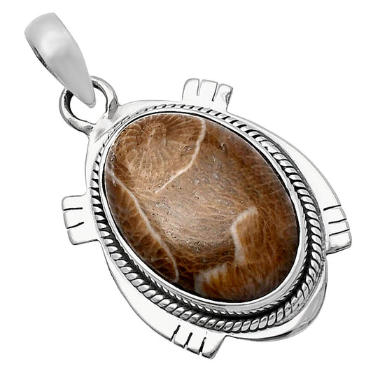 Natural Flower Fossil Coral Pendant P-1463 SDP144051