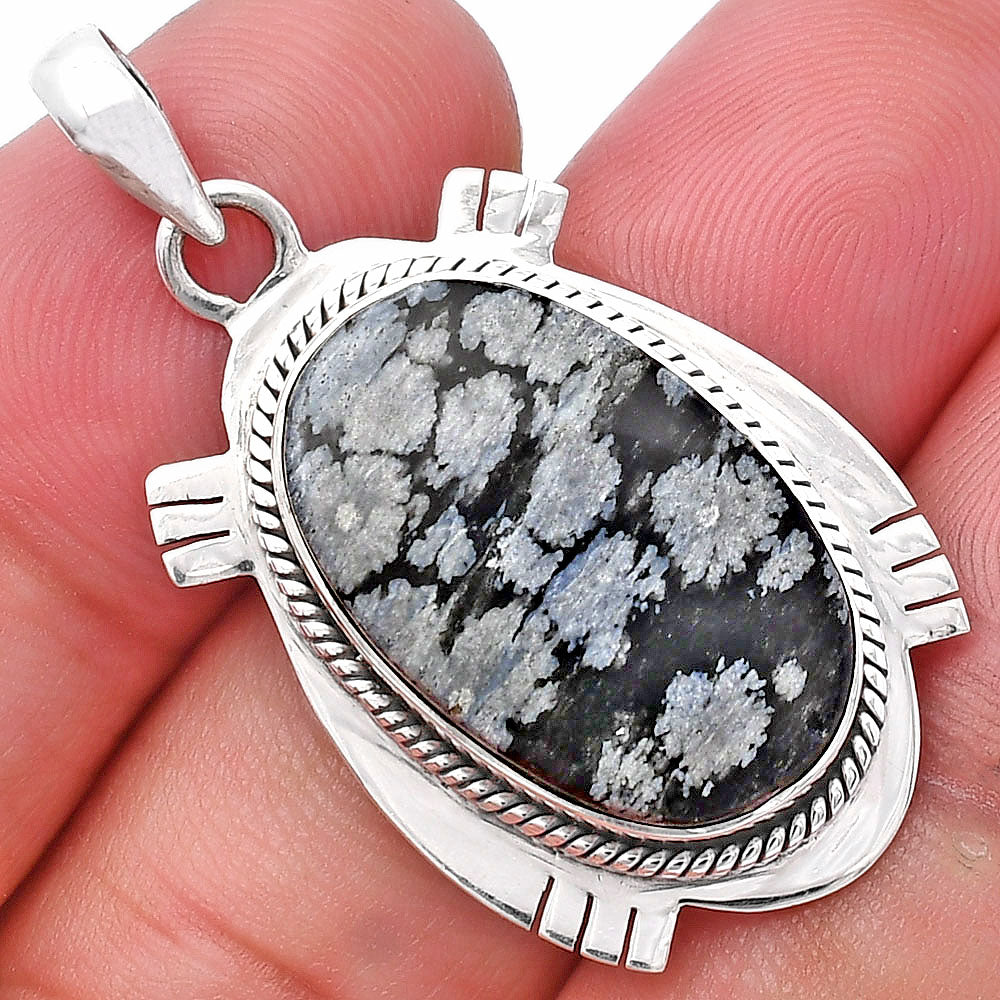 Natural Snow Flake Obsidian Pendant P-1463 SDP144054