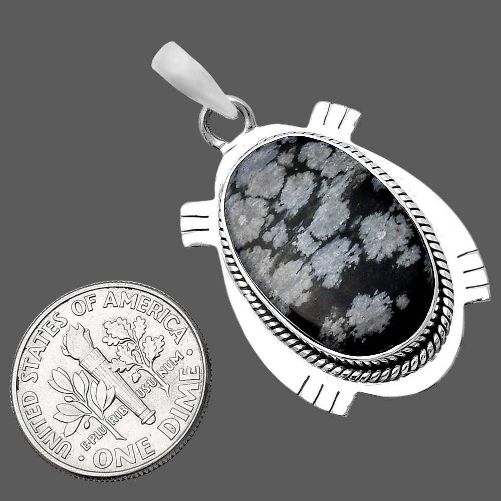 Natural Snow Flake Obsidian Pendant P-1463 SDP144054