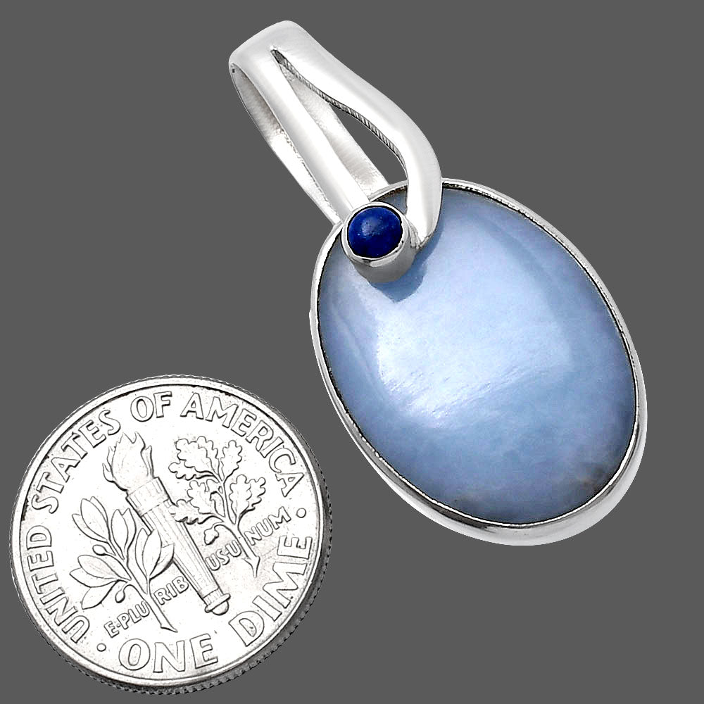 Natural Angelite & Lapis Lazuli Pendant P-1251 SDP144094