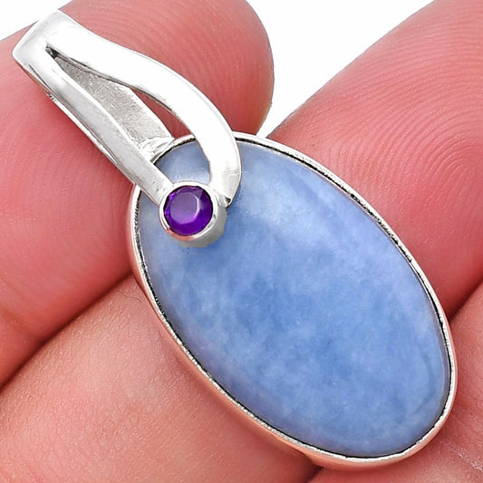 Natural Angelite & Amethyst Pendant P-1251 SDP144095