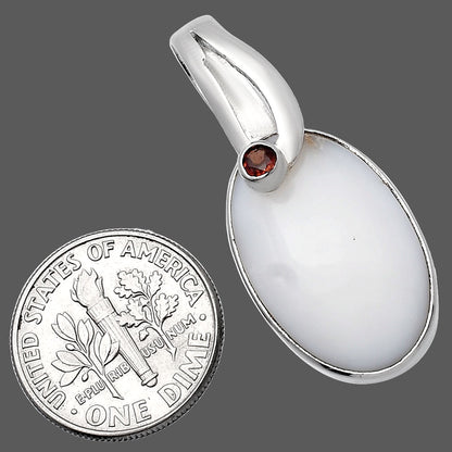 Natural White Opal & Garnet Pendant P-1251 SDP144107