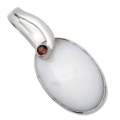 Natural White Opal & Garnet Pendant P-1251 SDP144107