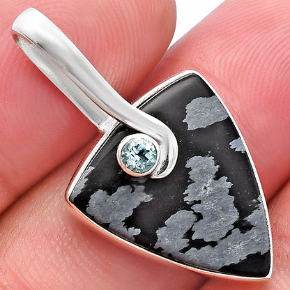 Snow Flake Obsidian & Sky Blue Topaz Pendant P-1251 SDP144115