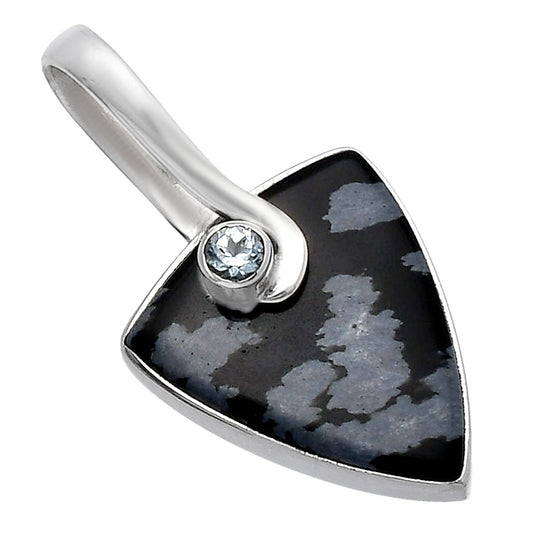 Snow Flake Obsidian & Sky Blue Topaz Pendant P-1251 SDP144115