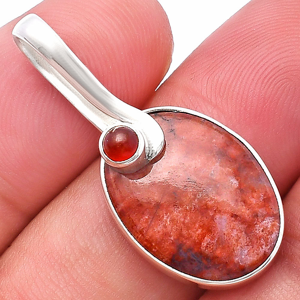Natural Red Moss Agate & Carnelian Pendant P-1251 SDP144140