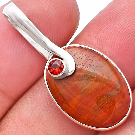 Natural Red Moss Agate & Garnet Pendant P-1251 SDP144141